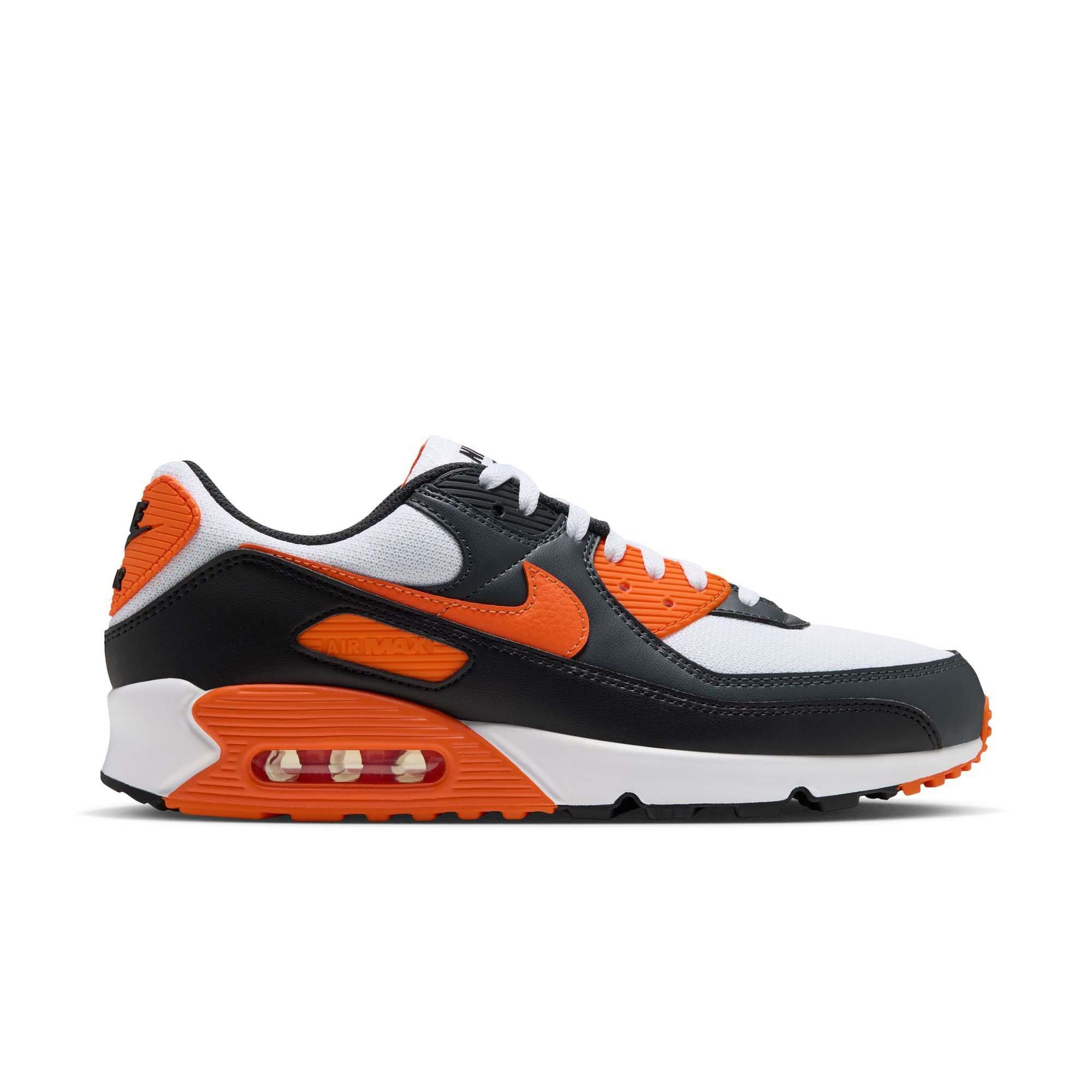 Nike Air Max 90 "White/Safety Orange/Black/Dk Smoke Grey" Men's Shoe - WHITE/ORANGE